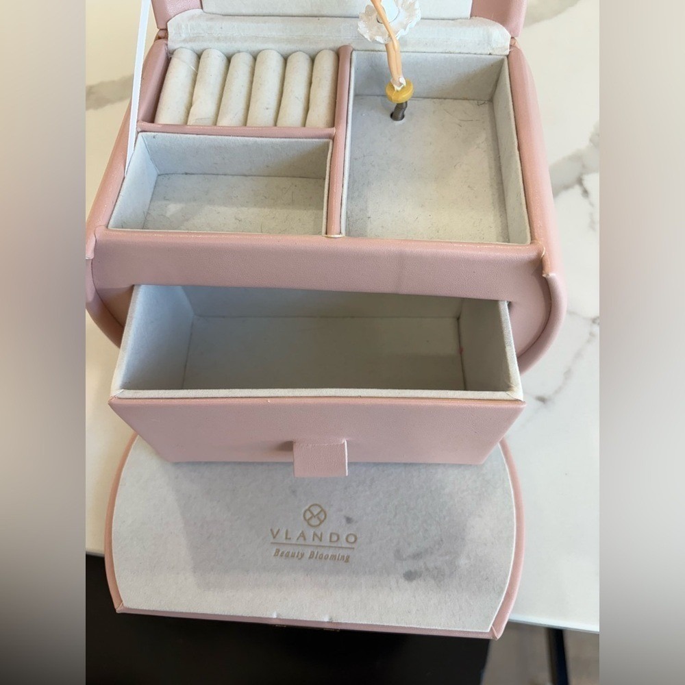 Vlando Pink Ballerina Jewelry Box with Mirror & Music – Girls Keepsake Organizer - Picture 8 of 10